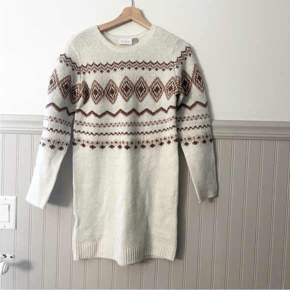 The Children's Place Girls XL Cream and Brown Long Sleeve Knit Sweater Dress - Picture 1 of 4